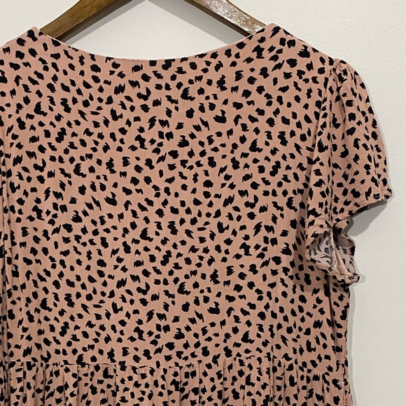 Savanna Jane Boho Festival Leopard Embroidered Tiered Dress Size Medium Babydoll - Picture 8 of 9